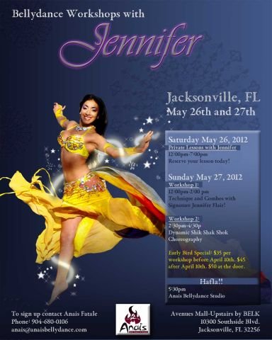 Belly Dance Workshops with Jennifer May26-27th in Jacksonville!